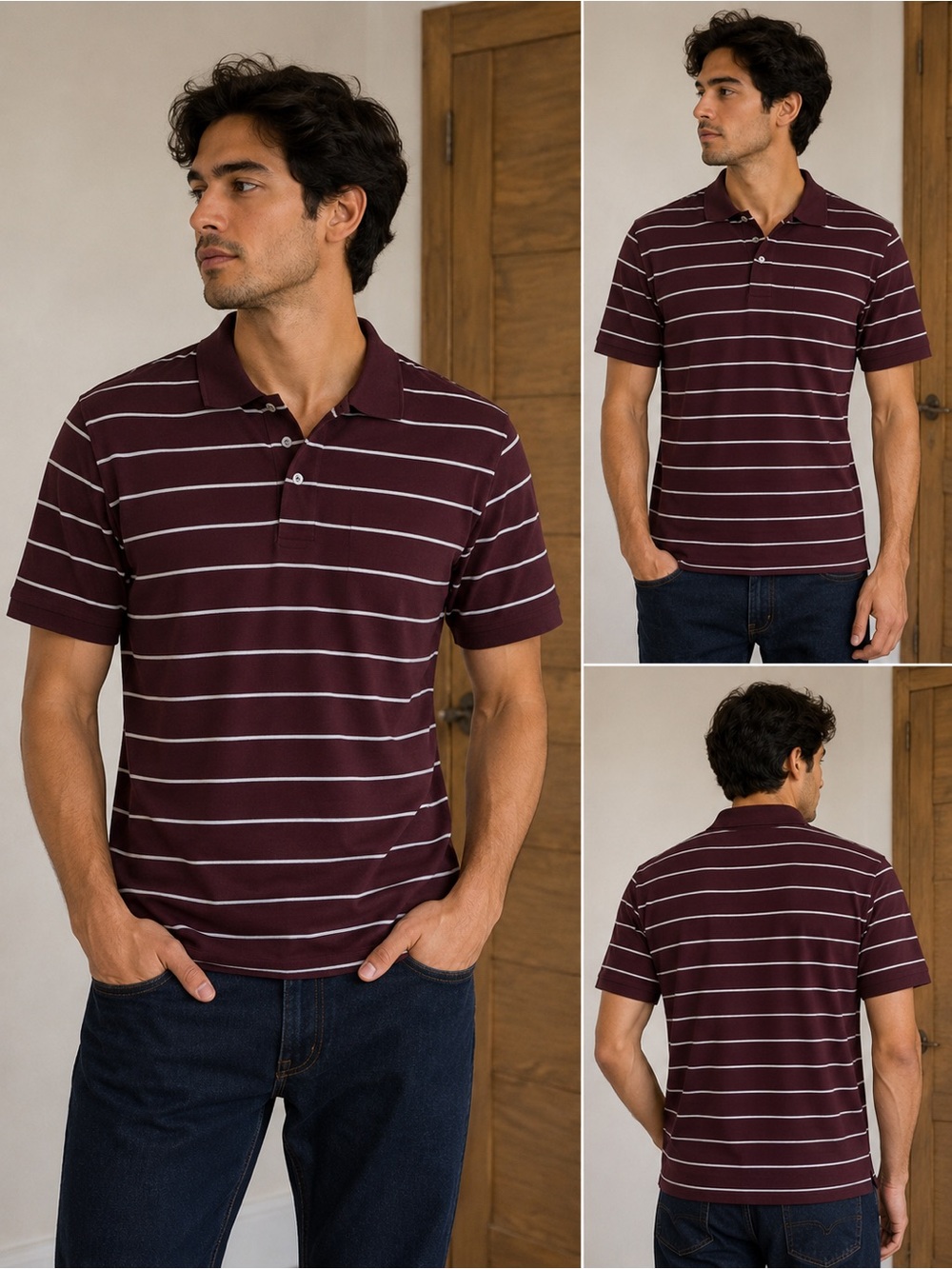 Calvin Klein Burgundy Striped Polo